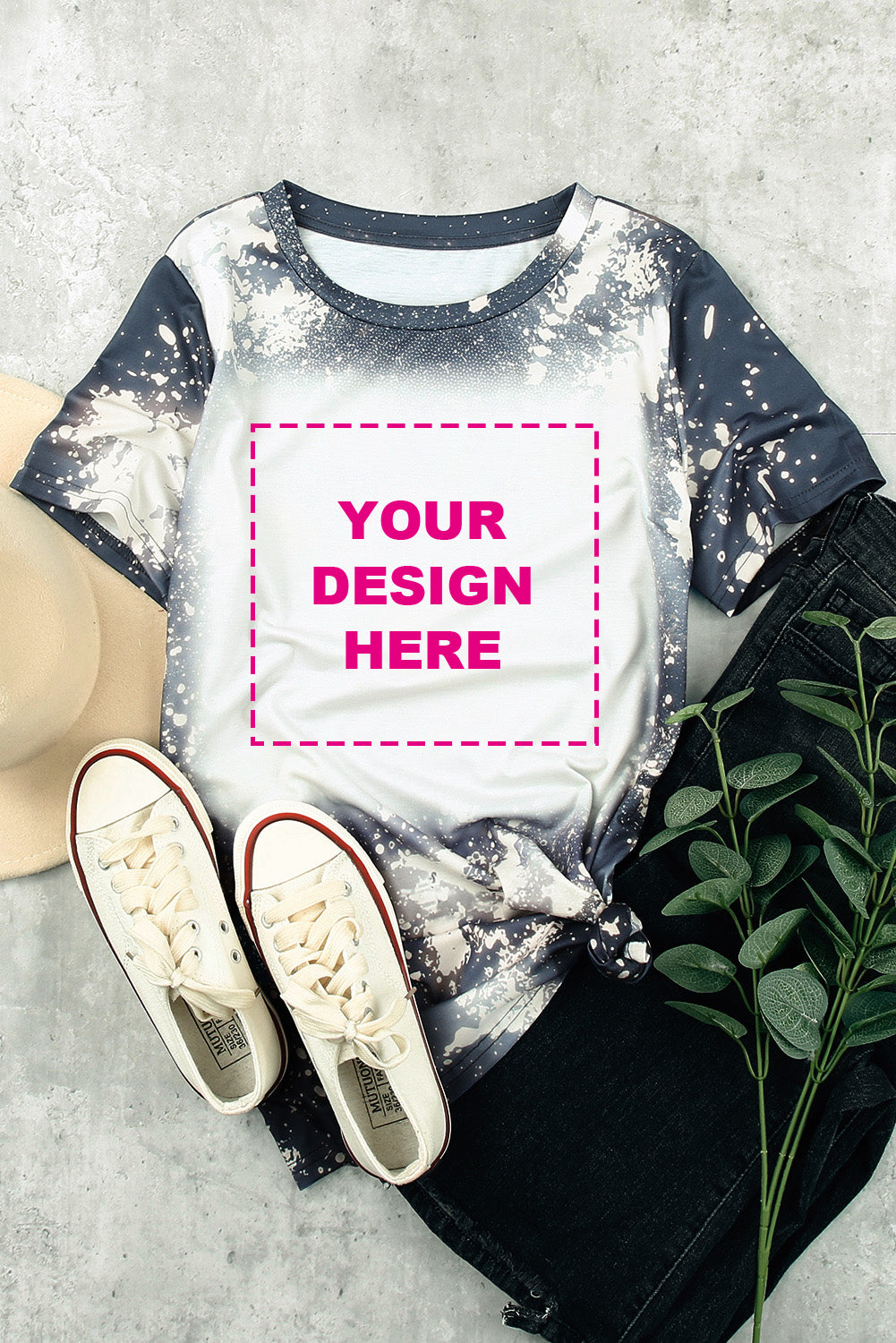 Haut à manches courtes multicolore à imprimé léopard et lettres LIGHT