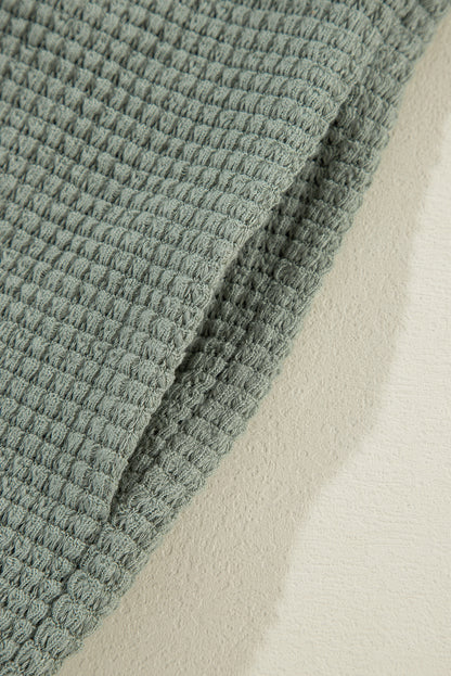 Cardigan ouvert en tricot gaufré vert laurier
