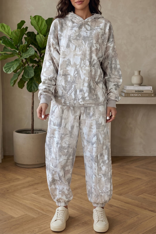 Multicolour Abstract Print Long Sleeve Elastic Waist Pant Set