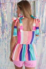 Vestido largo con tirantes y nudo de lazo a rayas en bloque de color multicolor