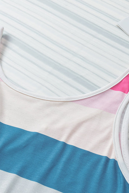 Débardeur à rayures multicolores et col cranté