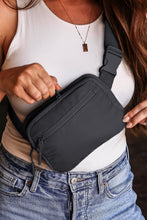 Black Wide Belt Zipped Square Crossbody Bag