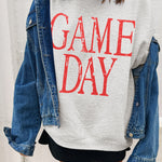 Red Vintage Washed GAME DAY Graphic Baggy Sweatshirt