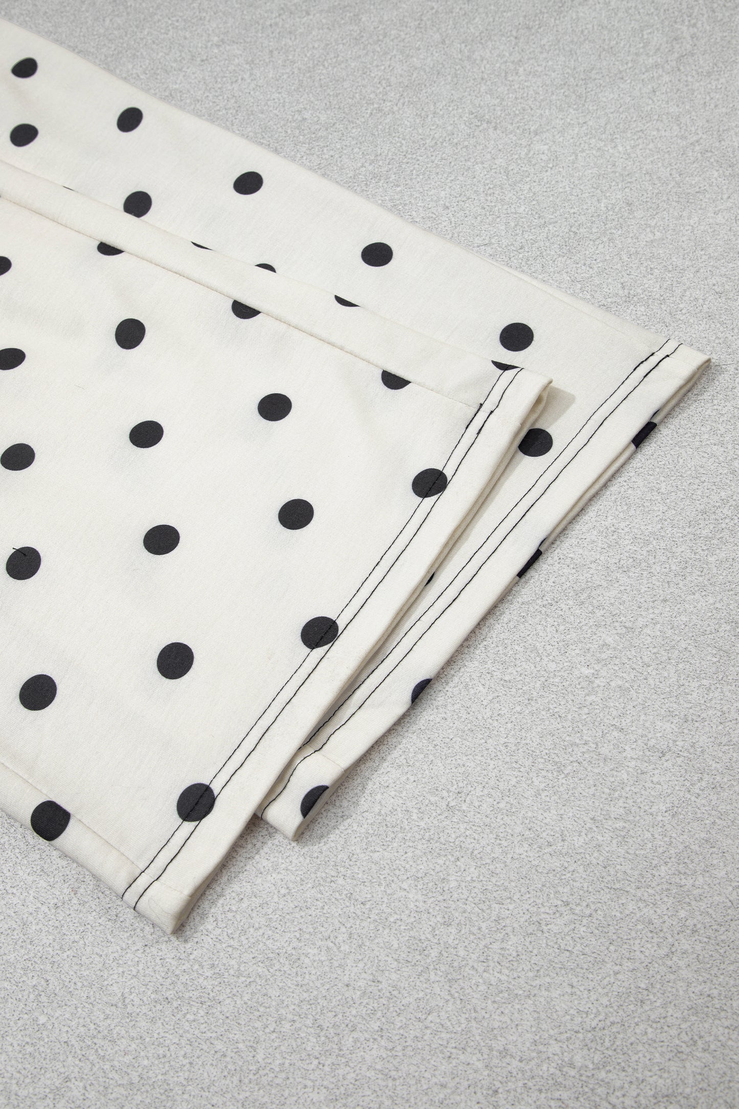Beige Polka Dot Half Sleeve Loose Top Elastic Waist Casual Pants Set
