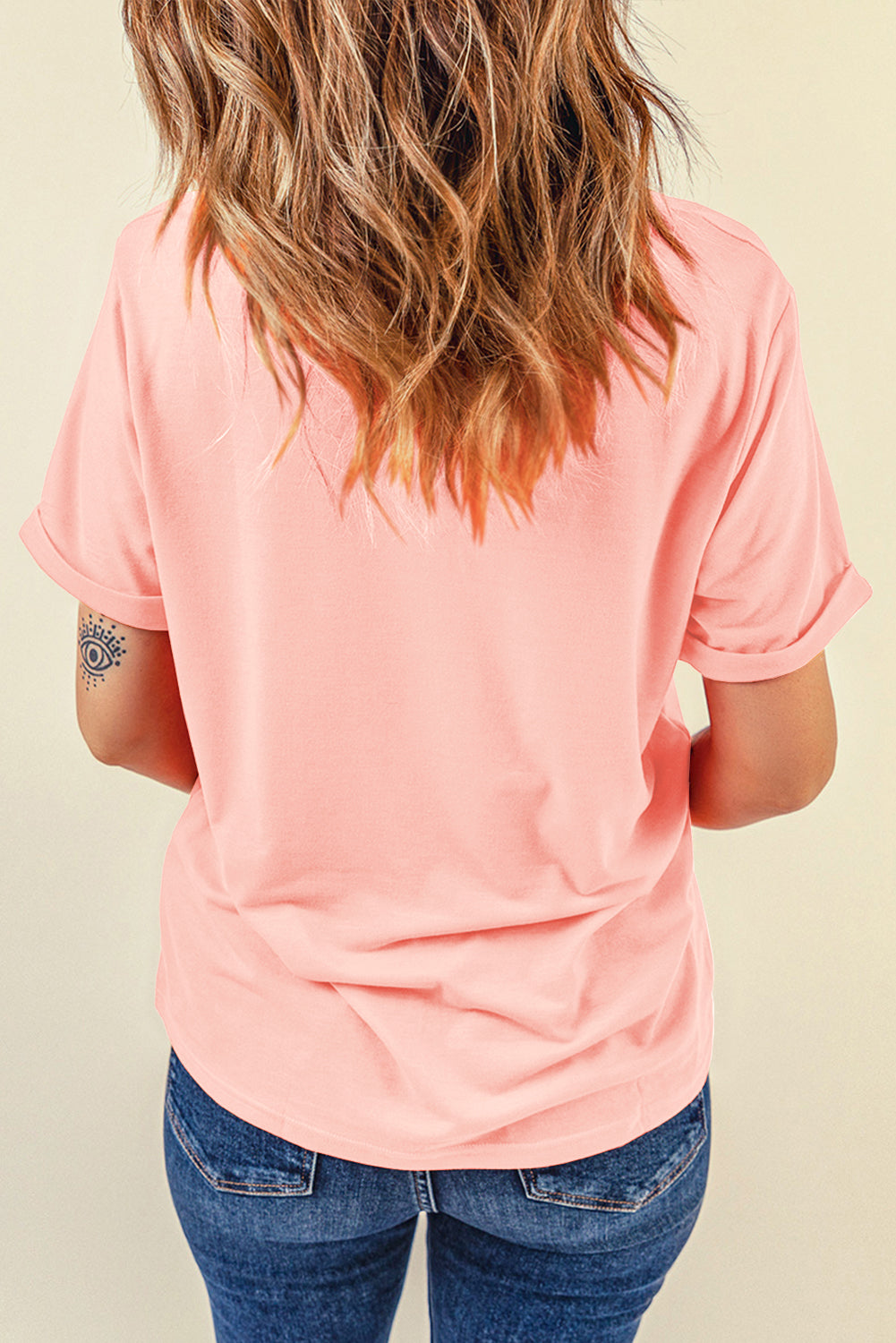 Pink loves Jesus and America too Vintage Letter Graphic Tee