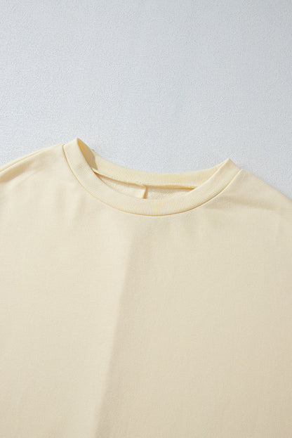 Haut à manches longues et col rond, imprimé géométrique patchwork, abricot