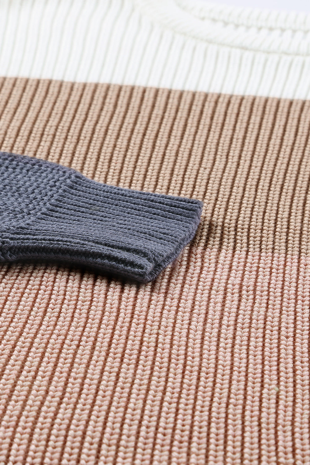 Pull col rond en maille à blocs de couleurs 