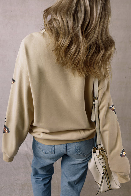 Sweat-shirt de Thanksgiving à motif de dinde scintillante en parchemin