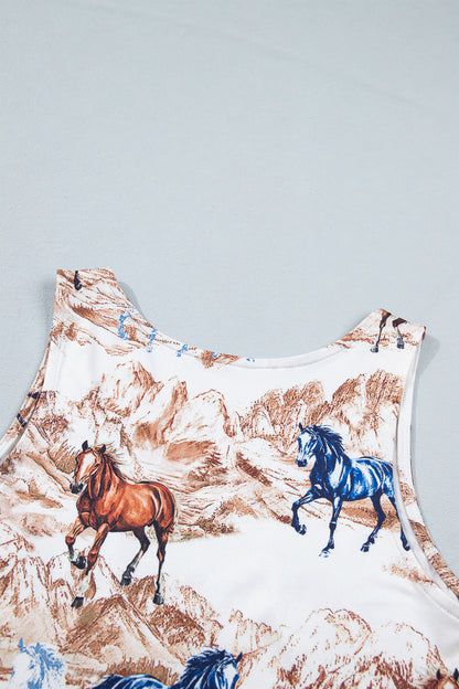 Brown Horse Hat Western Slim Tank Top