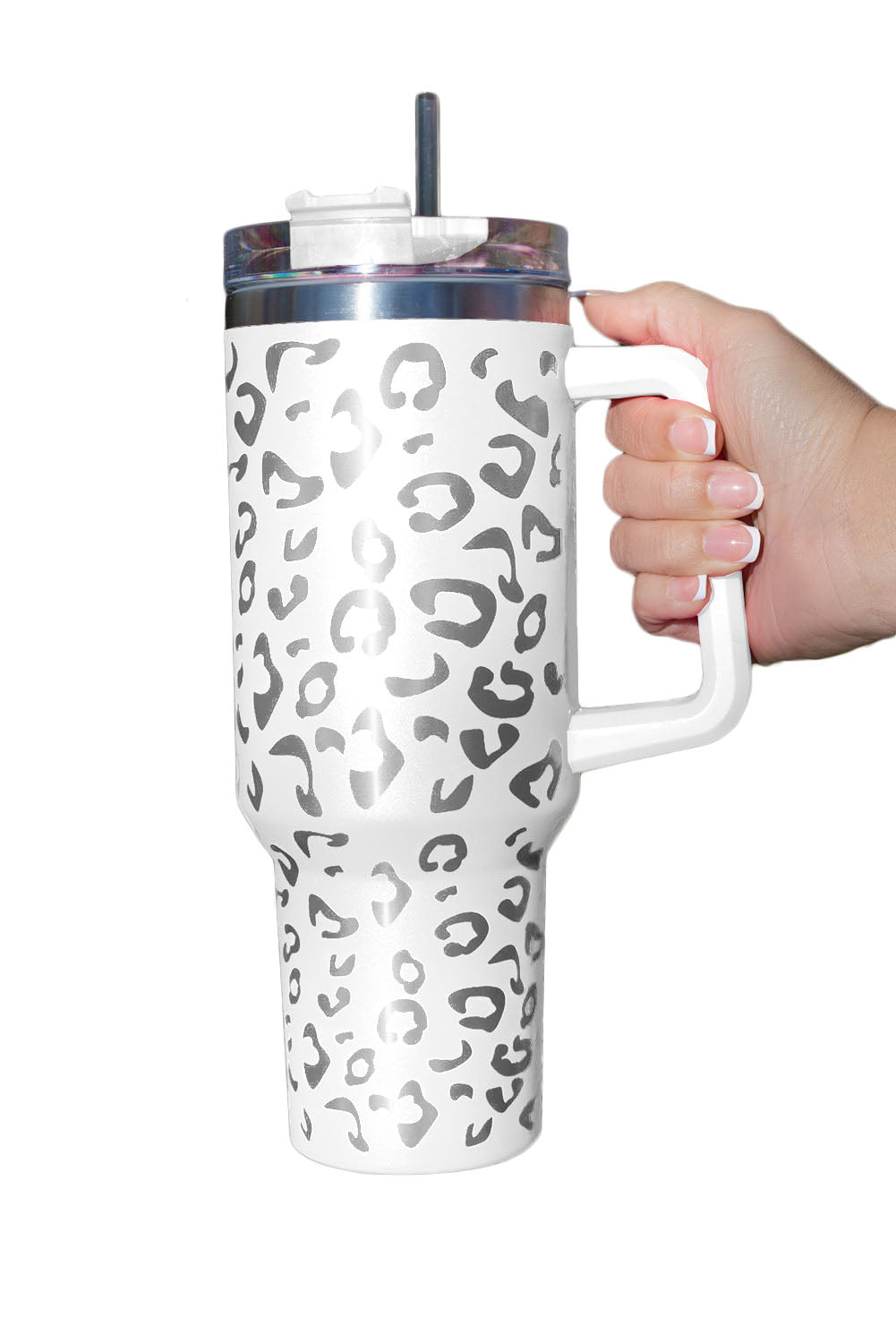 Tasse à double isolation en acier inoxydable 304 à motif léopard tacheté, 1 134 g
