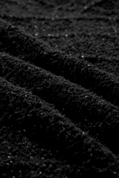 Cardigan boutonné noir scintillant avec poche à rabat