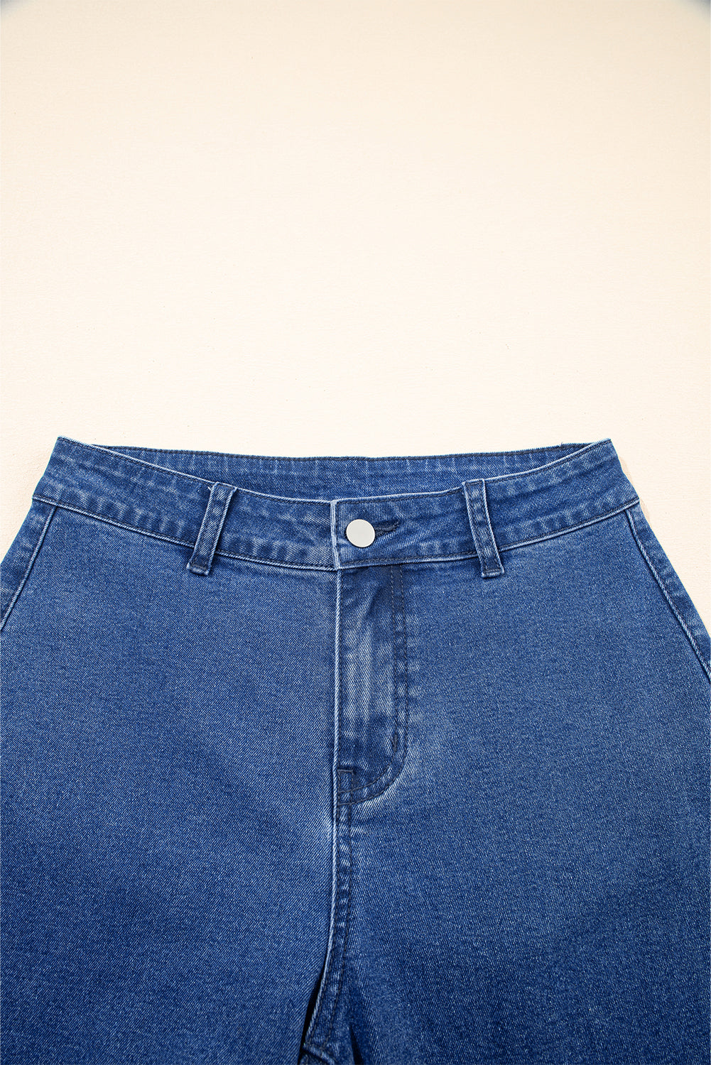 Dusk Blue Solid Color High Waist Straight Leg Jeans