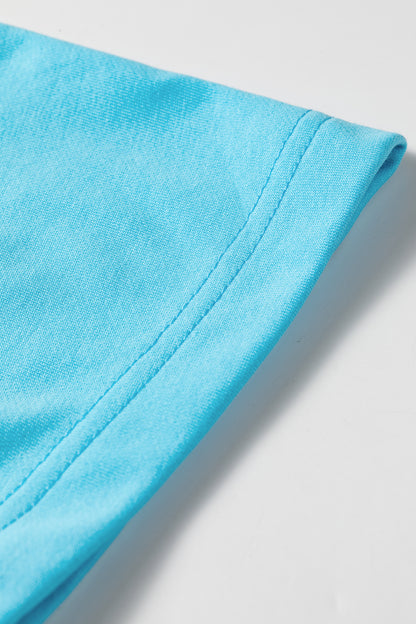 Light Blue Drop Shoulder Loose Casual T Shirt Mini Dress