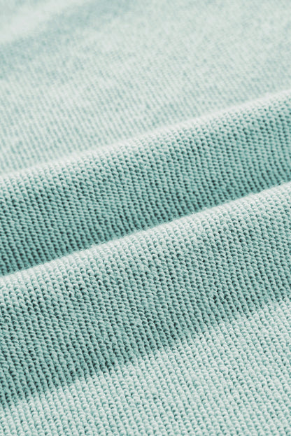 Sweat-shirt raglan bleu minéral en maille gaufrée à coutures apparentes