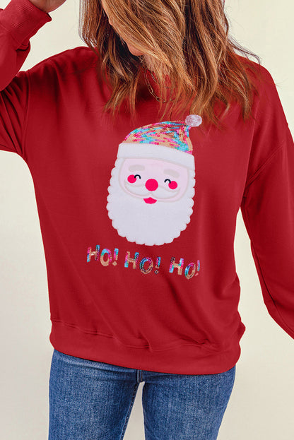Sudadera roja de Papá Noel con lentejuelas HO HO HO