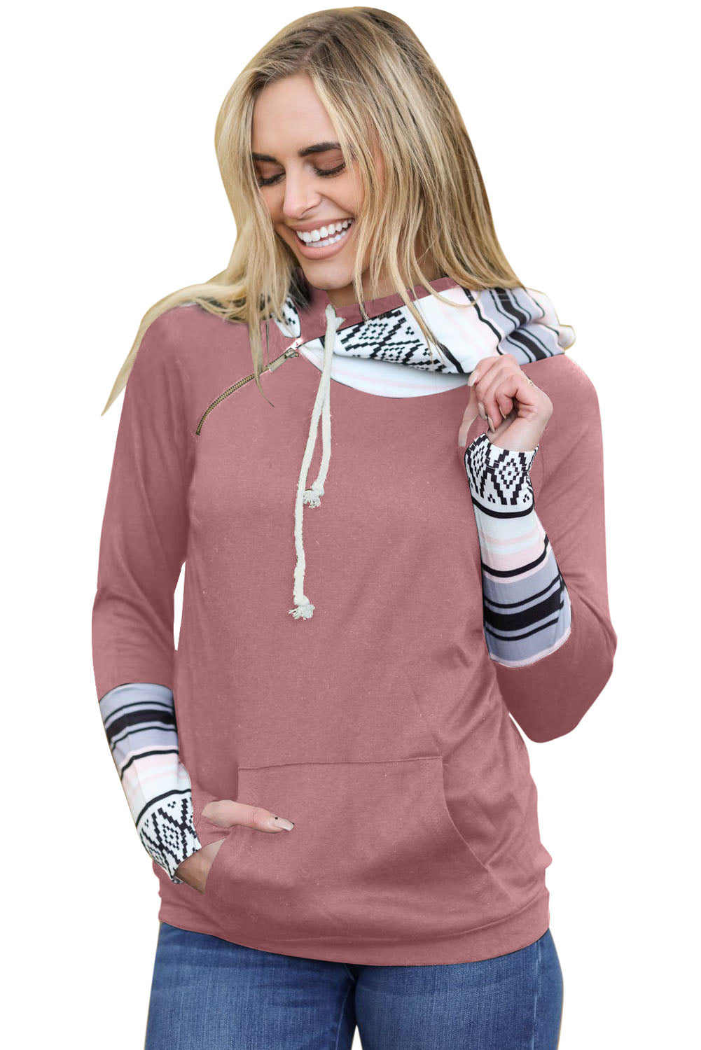 Sweat à capuche avec trou pour le pouce Double Hoods