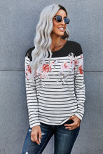 Floral Striped Print Long Sleeve Top