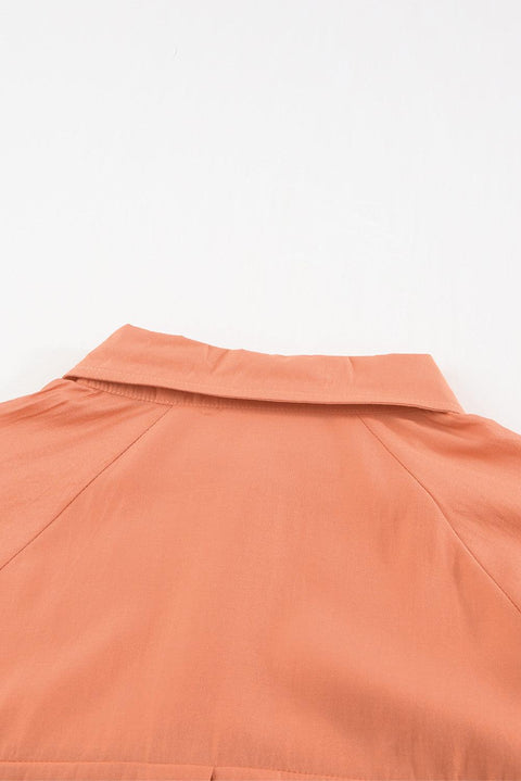 Billowy Sleeves Pocketed Shirt - HannaBanna Clothing