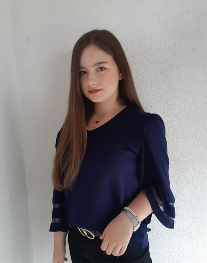 Flare Sleeve V Neck Loose Blouse