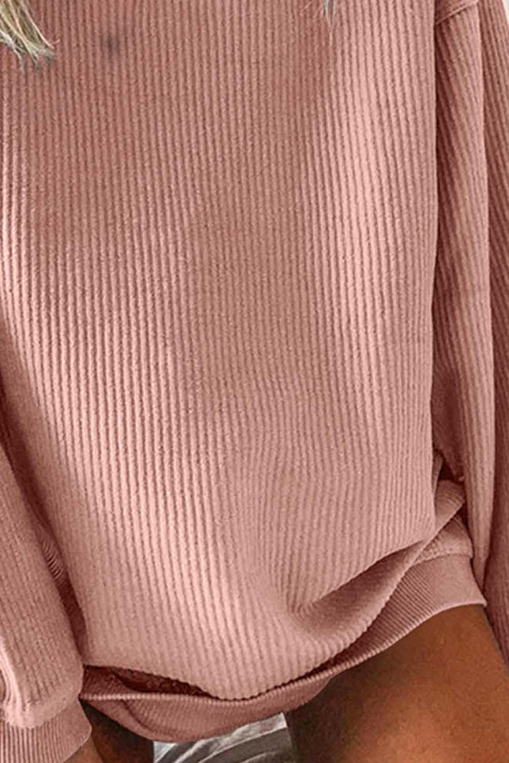 Sweat-shirt oversize côtelé à col ras du cou 