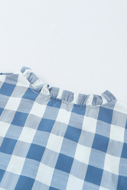 Plaid Print Ruffled Buttoned Shirt
