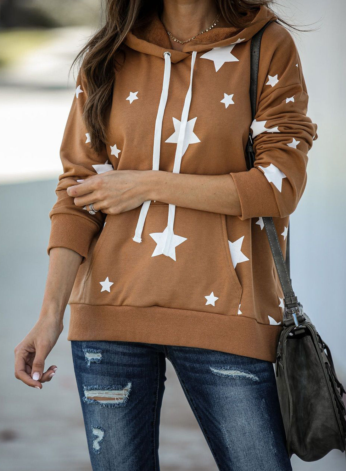 Sudadera de mezcla de algodón con capucha y estrellas