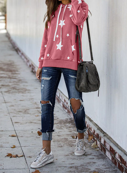 Sudadera de mezcla de algodón con capucha y estrellas