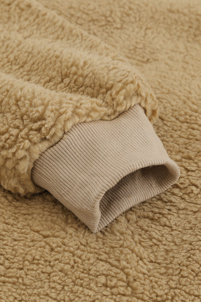 Sweat-shirt à capuche zippé 1/4 en sherpa avec kangourou