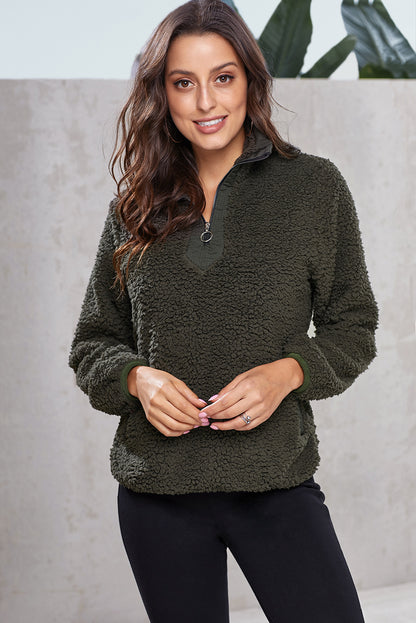 Sudadera de pelo con cremallera en el cuello