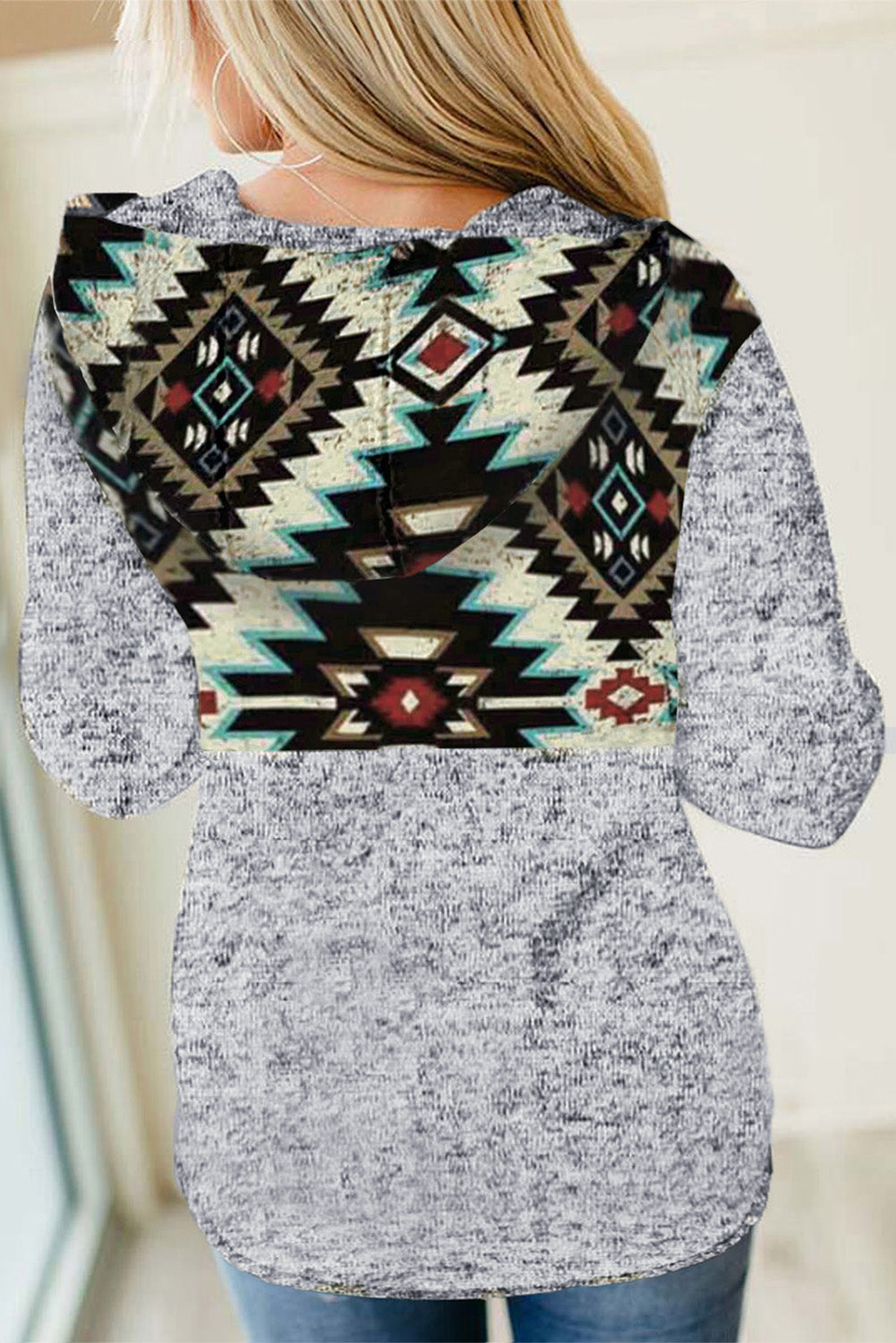 Tribal Geometric Print Hoodies with Pocket