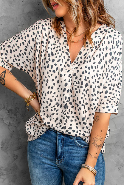 Top tipo túnica con cuello en V y manga enrollada con estampado animal de Chloe