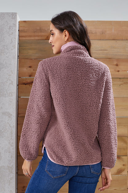 Sudadera de pelo con cremallera en el cuello