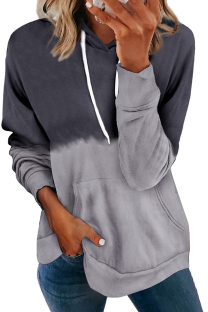 Dip-Dye Colorblock Drawstring Hoodie with Pockets