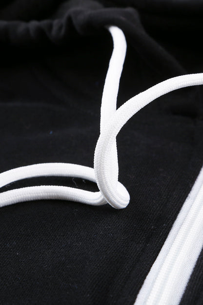 Chaqueta con capucha y cordón con bolsillo con cremallera