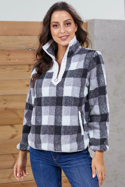 Sudadera de pelo con cremallera en el cuello