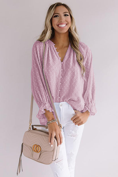 Chemise à pois suisses à boutons amples 