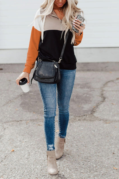 Sweat à capuche zippé colorblock