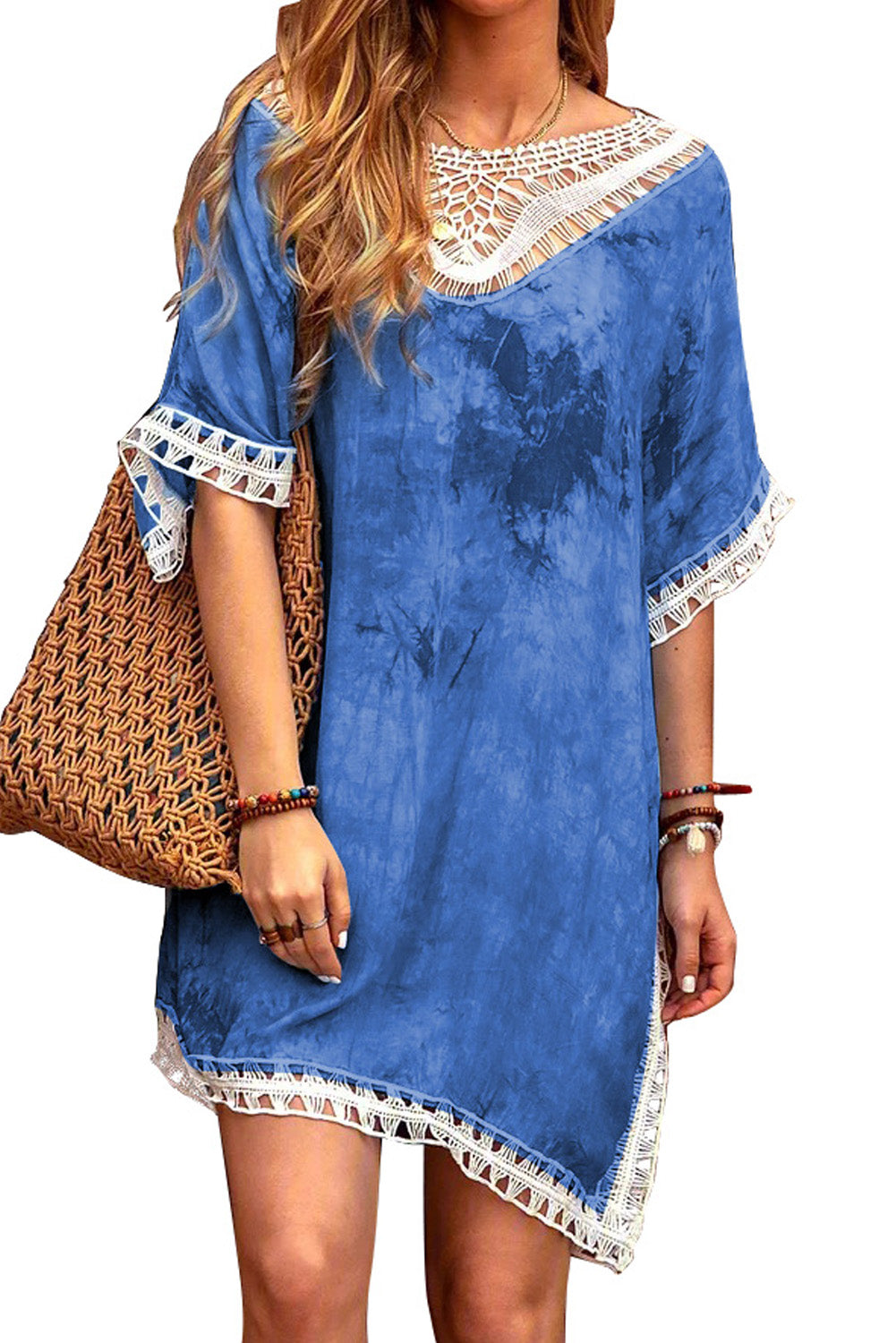 Vestido de playa teñido anudado a crochet 