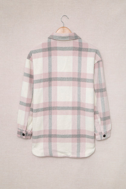 Veste à carreaux avec poche pour femme