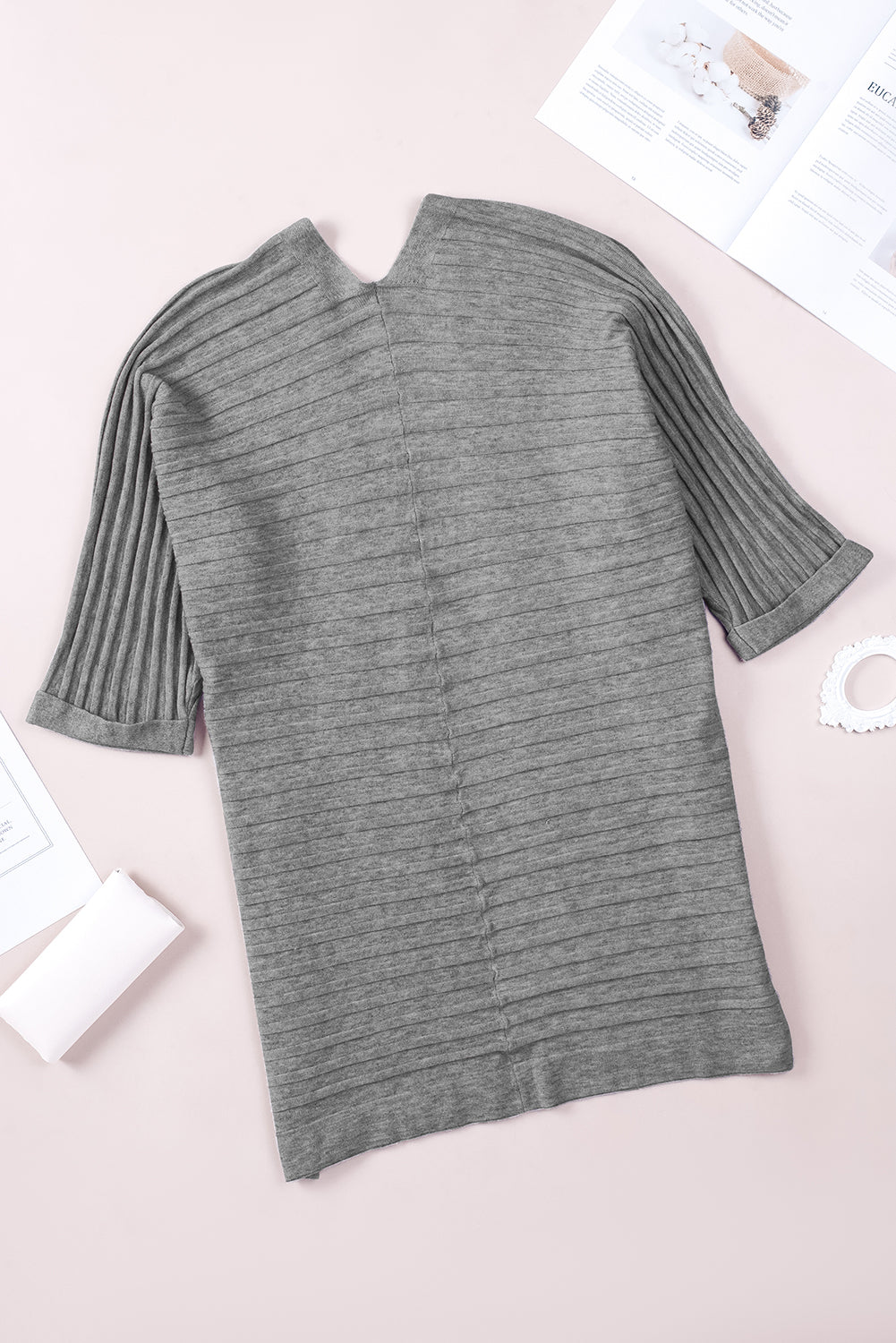 Cárdigan de punto acanalado con frente abierto 