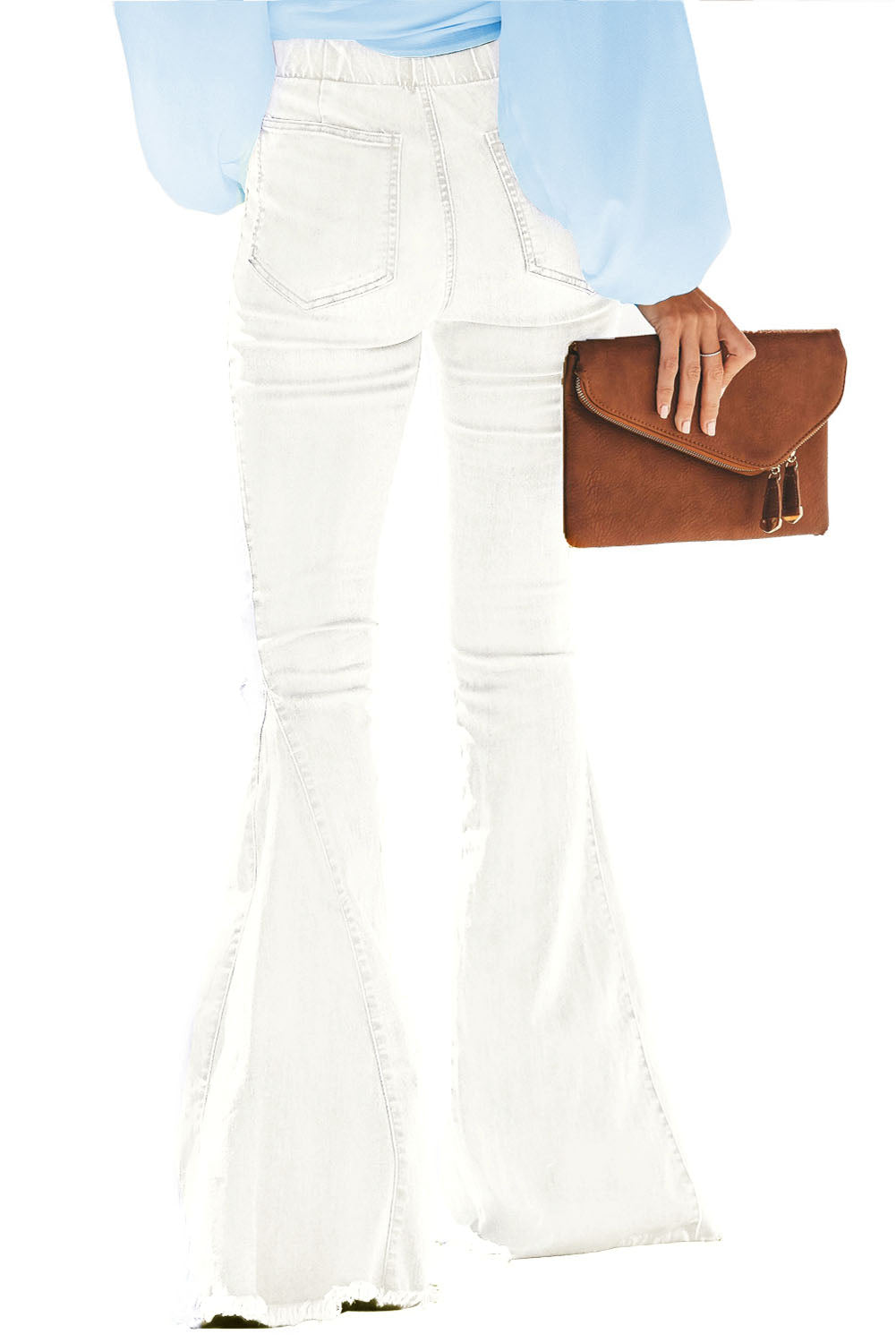 Pantalones de mezclilla con parte inferior de campana desgastada multicolor