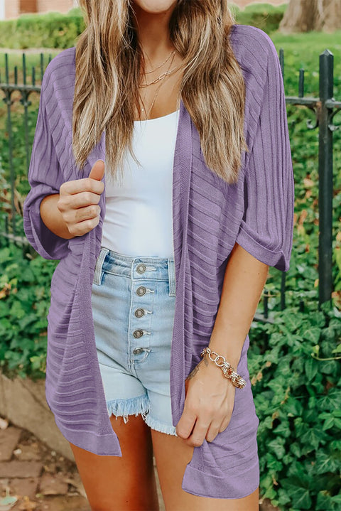 Ribbed Open Front Knit Cardigan