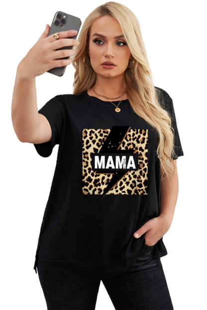 T-shirt ras du cou grande taille à imprimé léopard et éclairs
