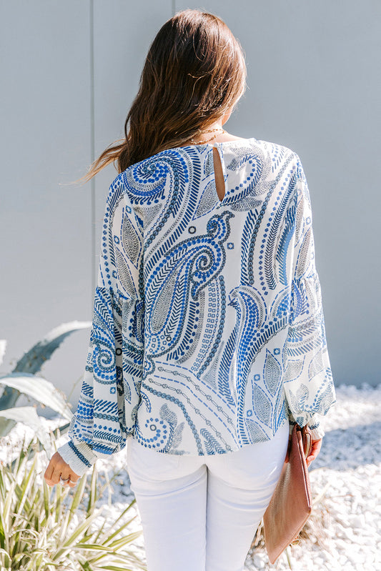 Top estampado con manga farol