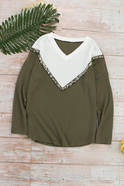 Empalme Colorblock Cuello en V Sudaderas con capucha