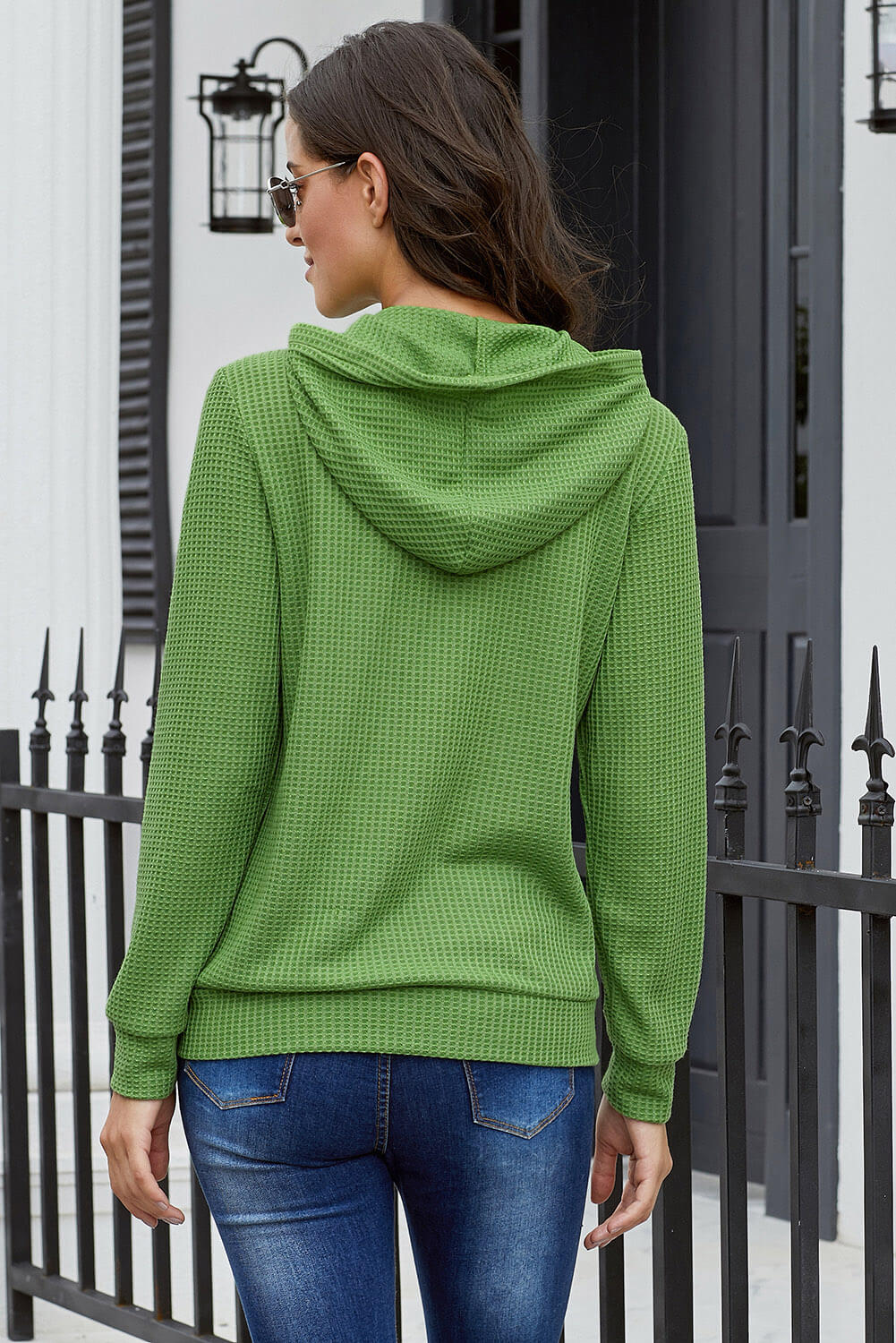 Abrigo tipo cárdigan de punto con botones y bolsillo delantero abierto 