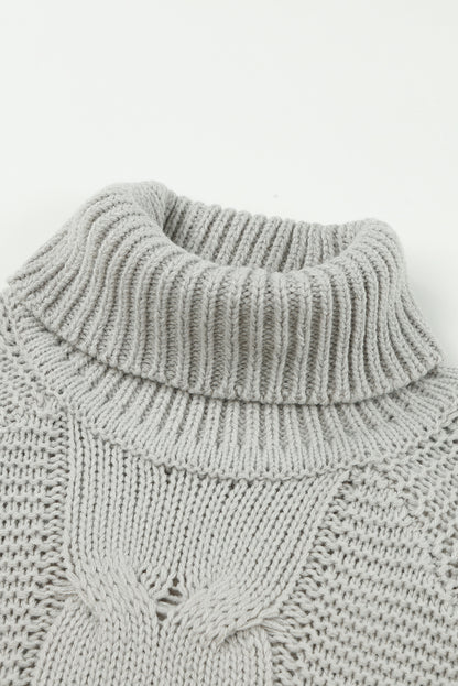 Twist Fringe Casual High Neck Sweater Dress