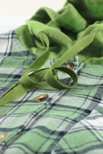 Khaki Drawstring Plaid Hooded Shirt Coat
