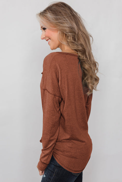 Button Long Sleeve Knit Top