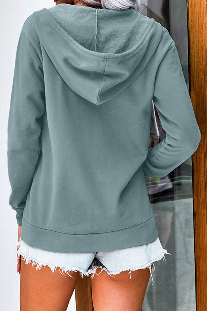 Sweat à capuche à manches longues et demi-fermeture éclair avec poche 